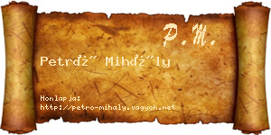 Petró Mihály névjegykártya